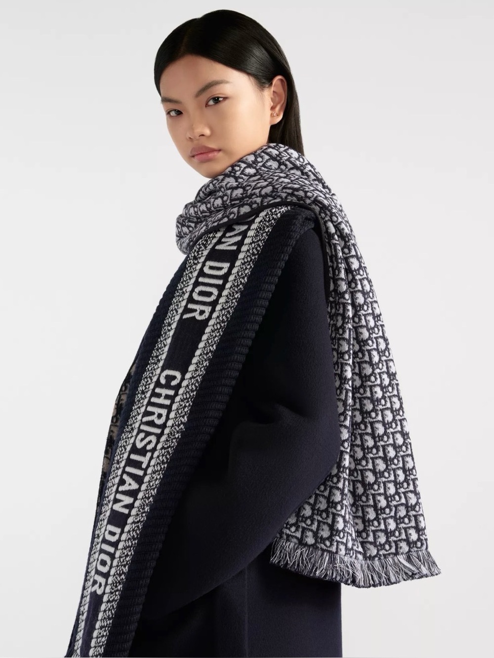 Dior Oblique University Reversible Scarf
Navy Blue Wool and Silk
